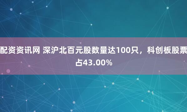 配资资讯网 深沪北百元股数量达100只，科创板股票占43.00%