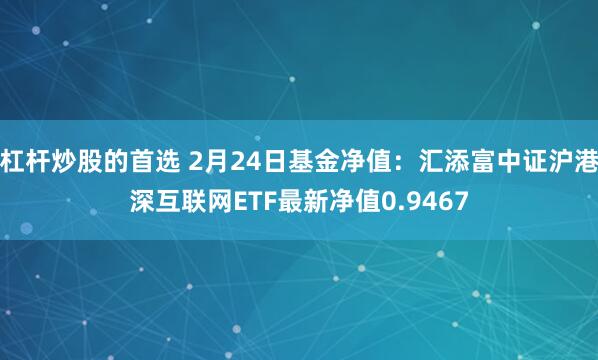 杠杆炒股的首选 2月24日基金净值：汇添富中证沪港深互联网ETF最新净值0.9467